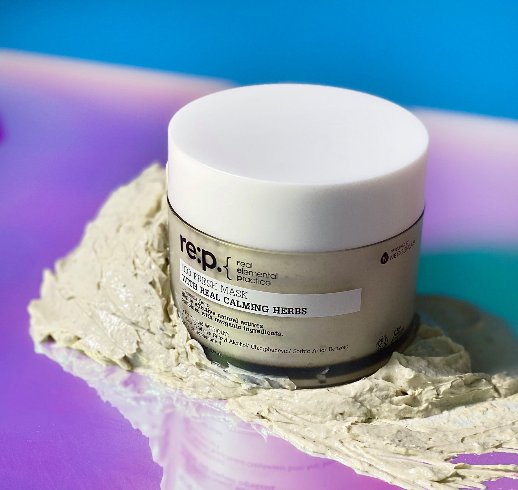 Mặt Nạ Đất Sét Giảm Sưng Viêm Dành Cho Da Dầu Mụn RE:P Bio Fresh Mask With Real Calming Herbs 130g + Tặng Kèm 1 Băng Đô Tai Mèo