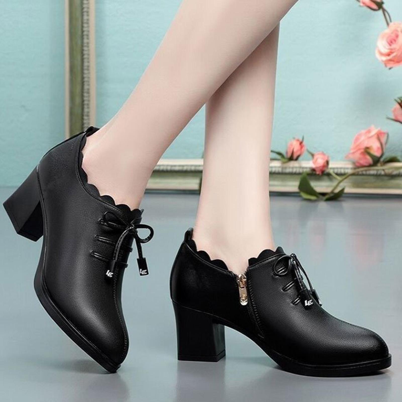 Women Low Heel Shoes Women’S Chunky Low Block Heels PU Comfortable Fashion for Party