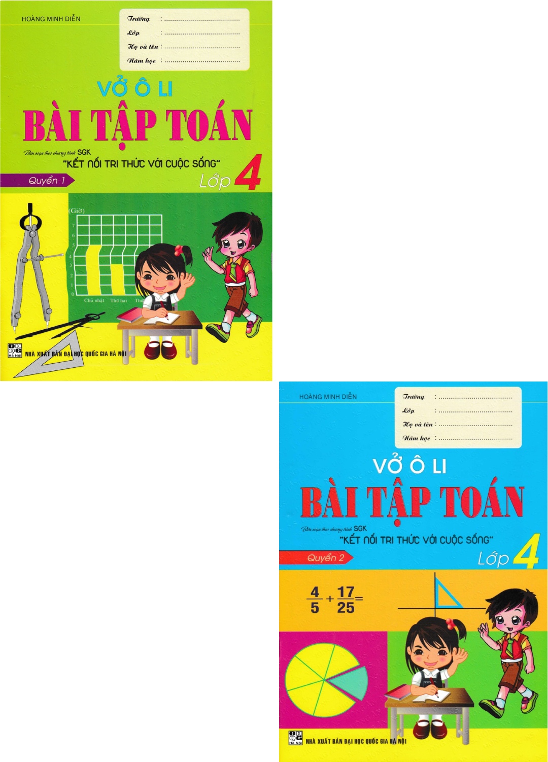 Combo Vở Ô Li Bài Tập Toán Lớp 4 - Quyển 1 + 2 _HA