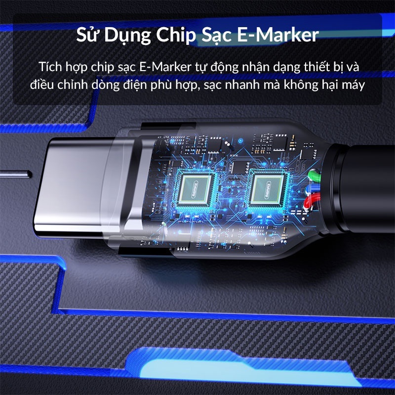 Cáp sạc nhanh 100W REMAX RC-172 Type C to Type C bọc dù siêu bền, tự chỉnh dòng, dài 1m - Hàng chính hãng