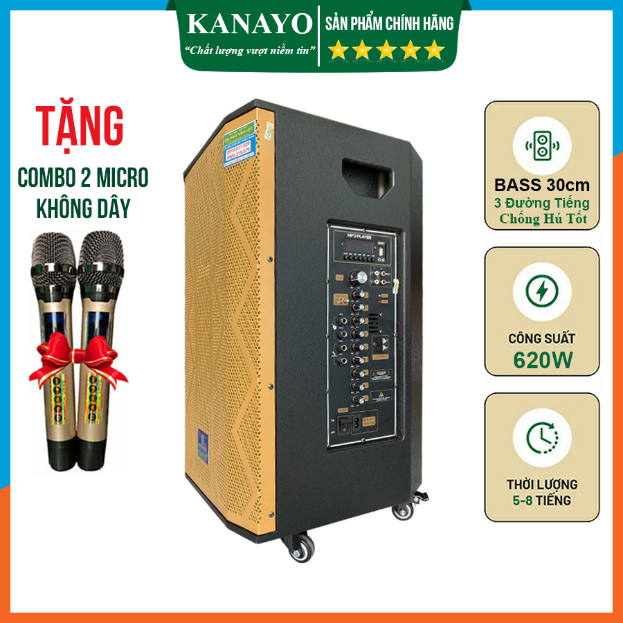 Loa Kéo Karaoke Kanayo K-650 Công Suất Lớn 650W 3 Đường Tiếng | Hàng chính hãng sản suất tại Việt Nam