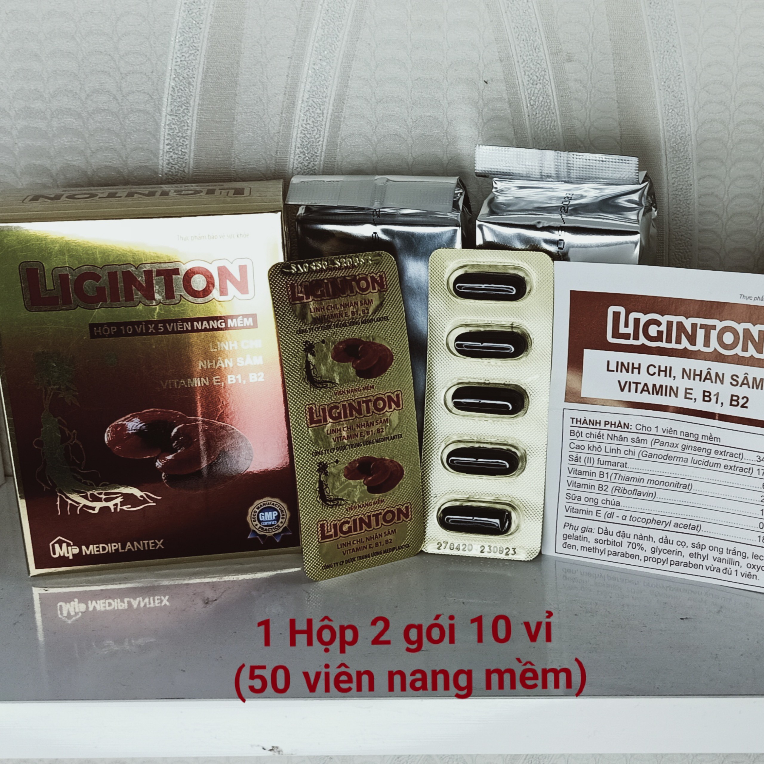 Viên uống Bồi bổ sức khỏe Liginton: nhân sâm, linh chi, sữa ong chúa, vitamin E, sắt, nhóm B tăng cường đề kháng, hết mệt mỏi