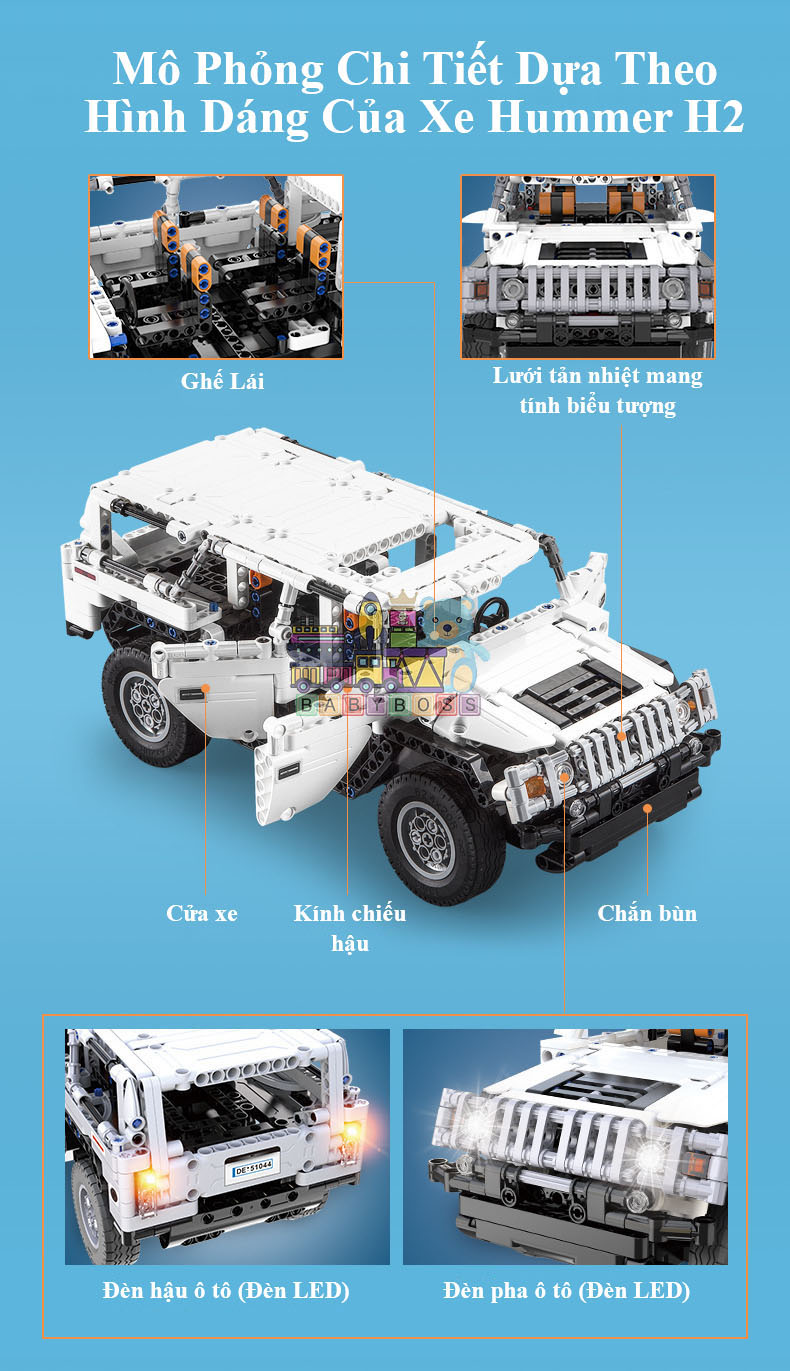 Hình ảnh [Có Sẵn] Đồ Chơi Mô Hình, Điều Khiển Từ Xa, Đồ Chơi Lắp Ghép Technic Xe SUV Hummer H2 Với 575 Chi Tiết - Chính Hãng BABYBOSS.