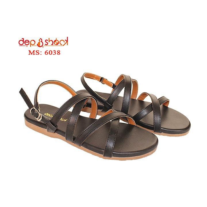 Sandal nữ big size quai chéo cao cấp depvashock MS 6038