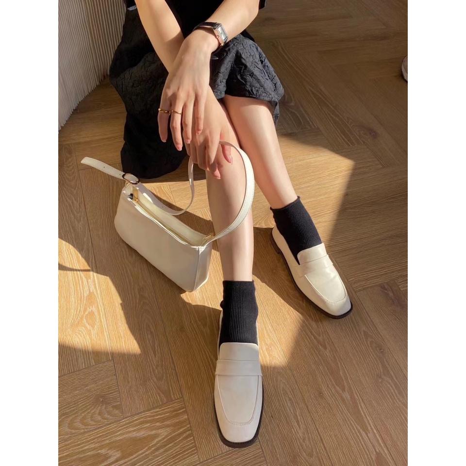 Giày loafer mũi vuông Better shoes da mềm, đai ngang, đế cao 2cm - 271121001