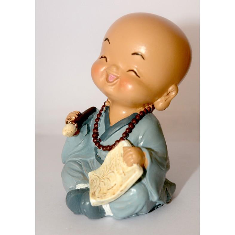 Bộ tượng Bốn chú tiểu Cầm Kỳ Thi Họa áo lam ngộ nghĩnh cao 9cm