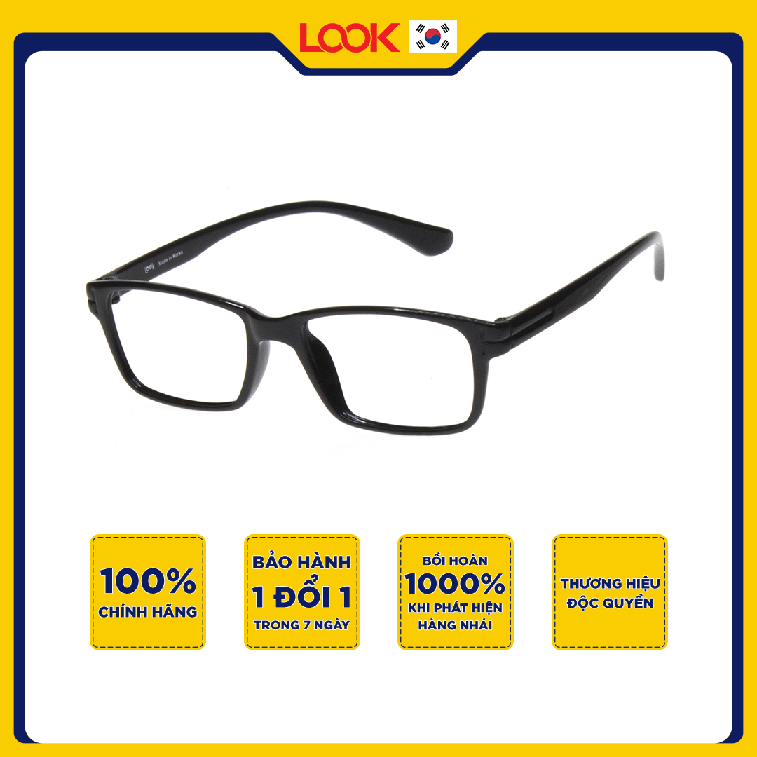 Gọng Kính Cận Nam LOOK LK83554XF Đen Nhựa TR90 Vuông Nguyên Khung - Hàng Chính Hãng