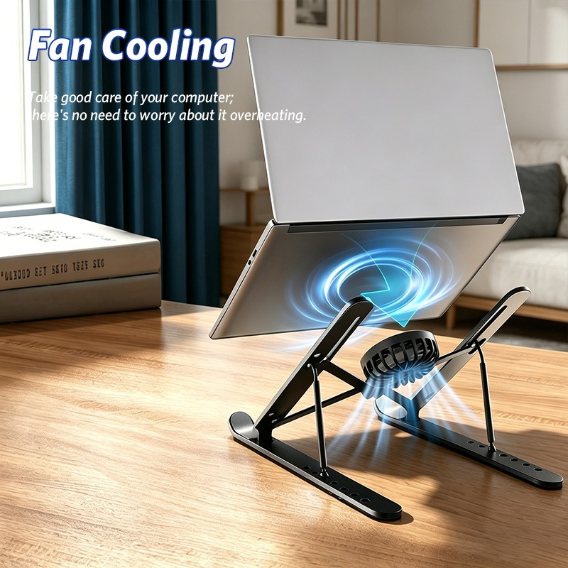 Bộ Giá Đỡ Laptop gấp gọn và quạt - Đế Kê Laptop Tản Nhiệt Có Thể Điều Chỉnh Độ Cao