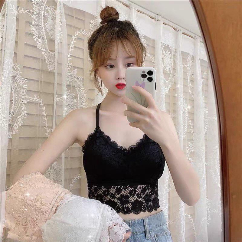 M151. Áo bra ren hoa đệm bàn tay nâng ngực, áo hai dây croptop có sẵn mút ngực siêu hot