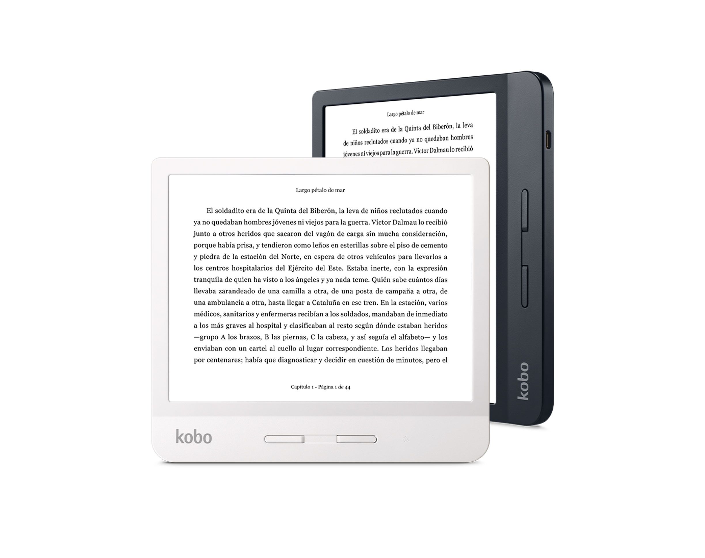 Máy đọc sách Kobo Libra H20 8GB Trắng/Đen có đèn nền vàng, chống nước - Hàng nhập khẩu