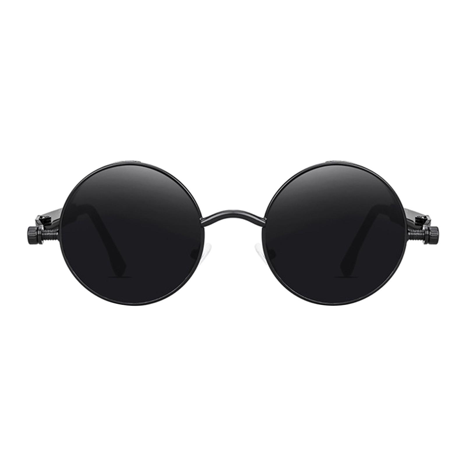 2Pair Steampunk Gothic Retro Round Sunglasses Circle Lens Goggles Black Gray