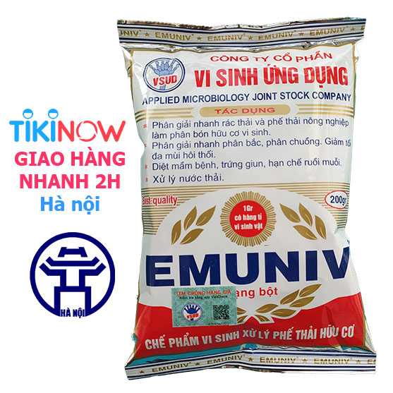 Chế phẩm vi sinh EMUNIV xử lý phế thải nông nghiệp và ủ rác hữu cơ làm phân bón (Gói 200g)