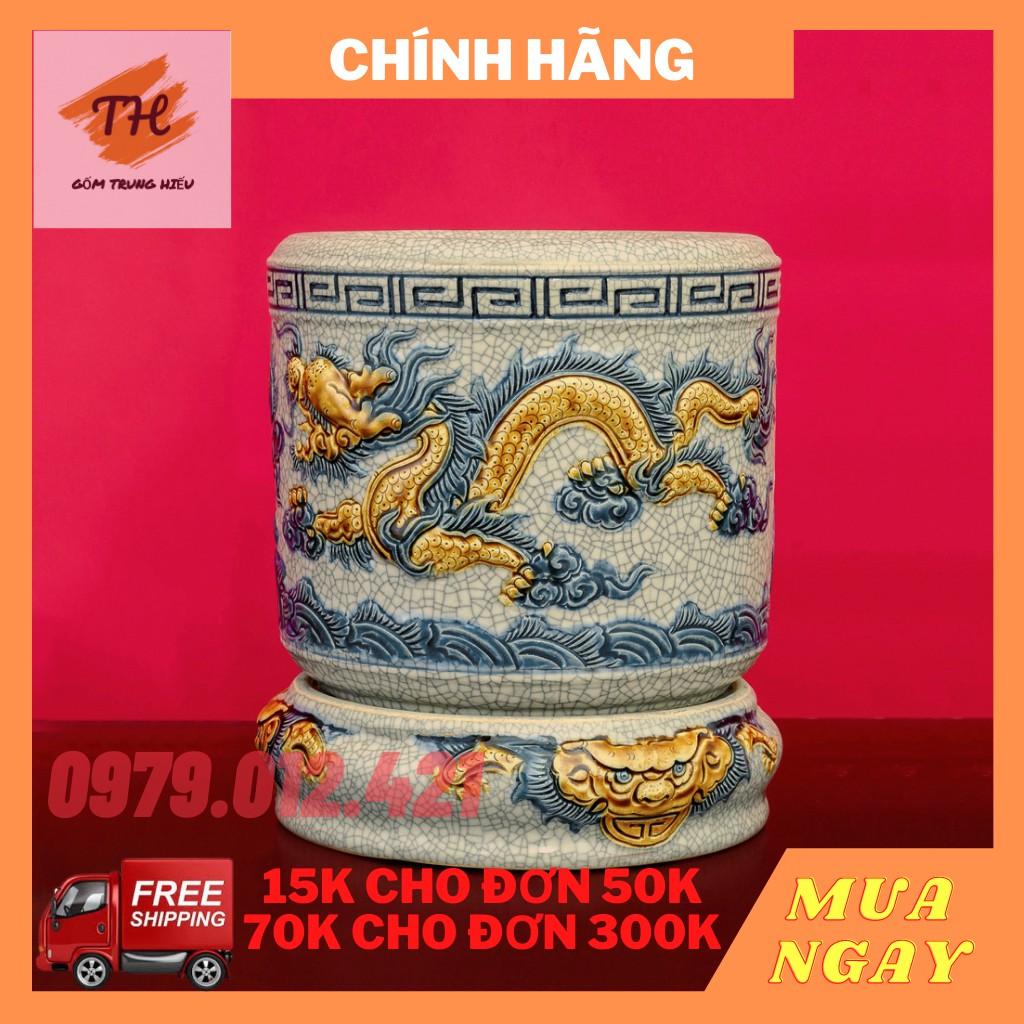 Bát hương Bát Tràng men rạn đắp nổi 20cm và 22cm