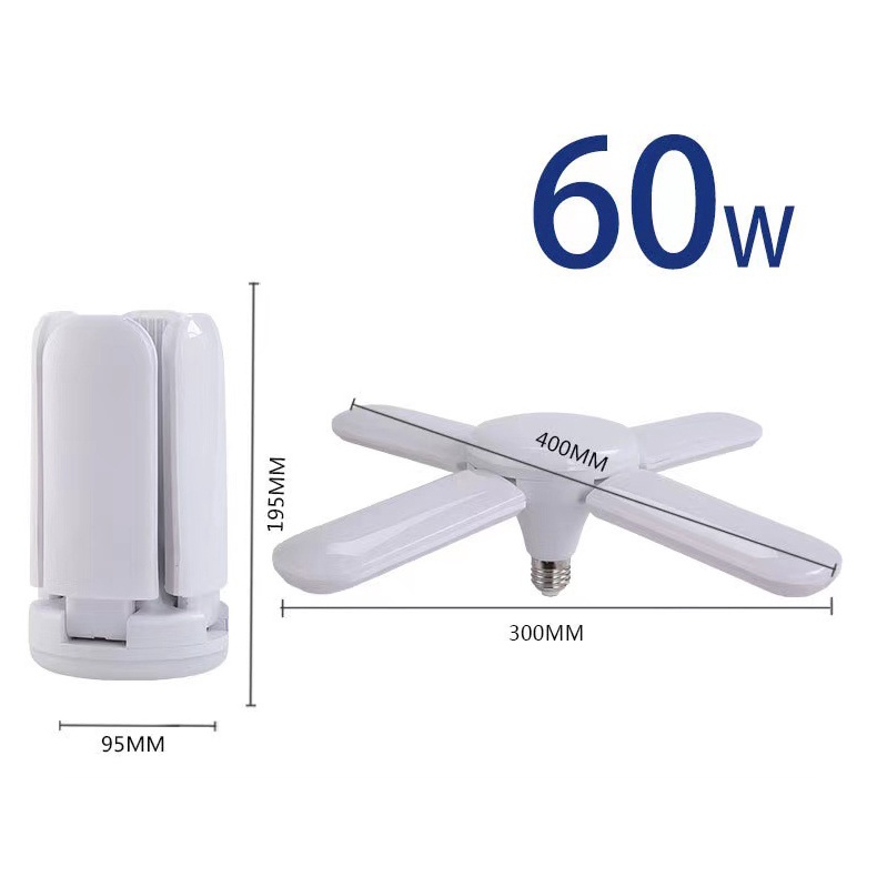 Bóng Đèn LED 4 Cánh Quạt Phát Sáng Siêu Sáng - Siêu Tiết Kiệm Điện 60W (Trắng/Vàng)/  Đui đèn xoáy E27 Tiết Kiệm 50%- 70% Điện Năng Tiêu Thụ