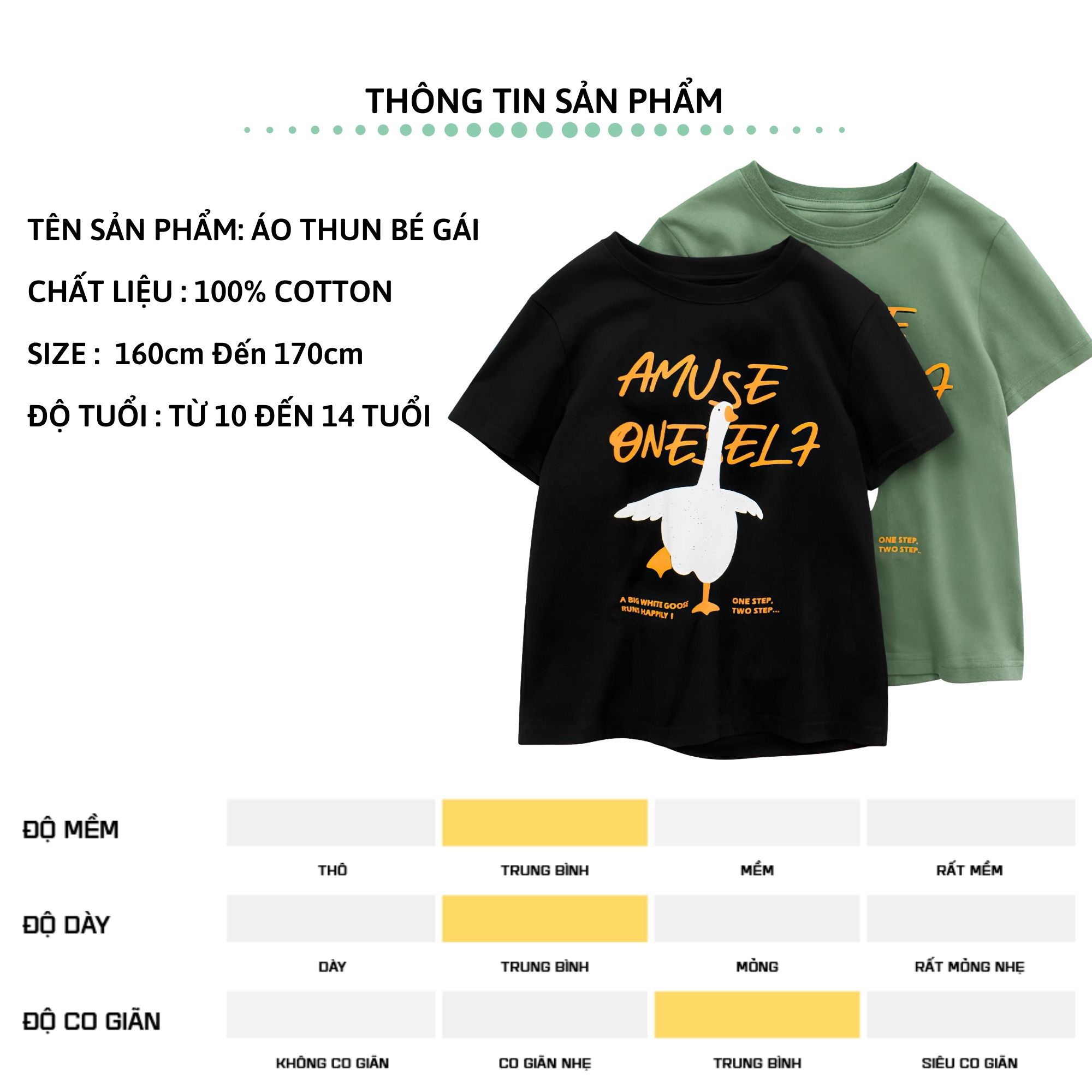 Áo thun bé gái ngắn tay size đại 27Kids Grrr áo cộc nữ sợi Cotton 180g cho trẻ từ 10-14 tuổi GSTS12