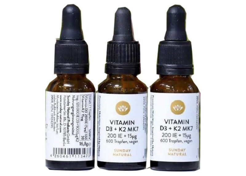 Vitamin D3 K2 MK7, 20ml Sunday Natural Giúp Tăng Chiều Cao Và Sức Khỏe Cho Trẻ Sơ Sinh Và Trẻ Nhỏ, Nhập Đức Chính Hãng