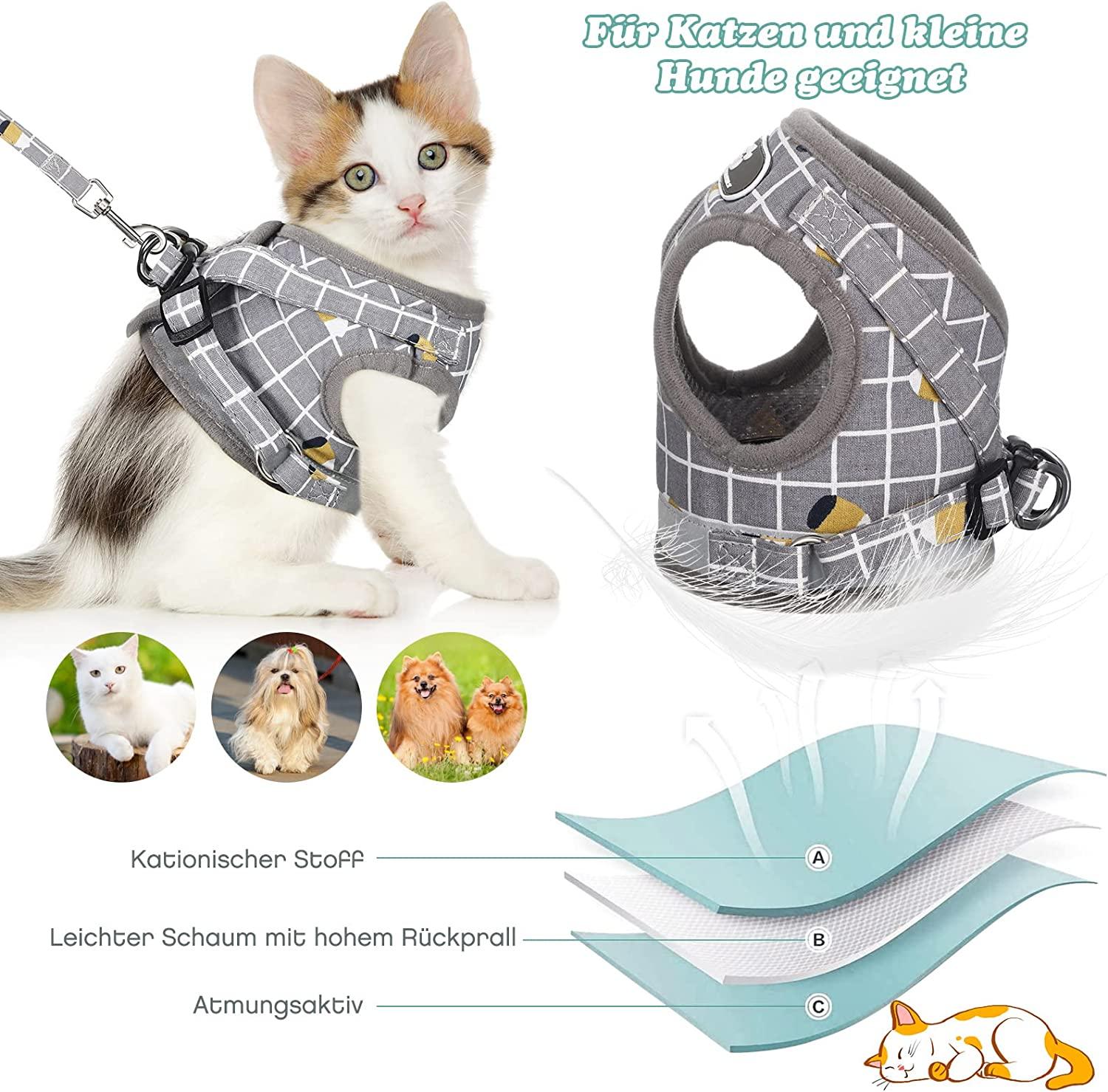 Dây đai chống thoát hiểm cho mèo Dây đai cho chó con có thể điều chỉnh Dây đai cho mèo con có dây xích Dây đai cho chó có áo vest sọc Dây lưới thoáng khí cho mèo Chó nhỏ-M