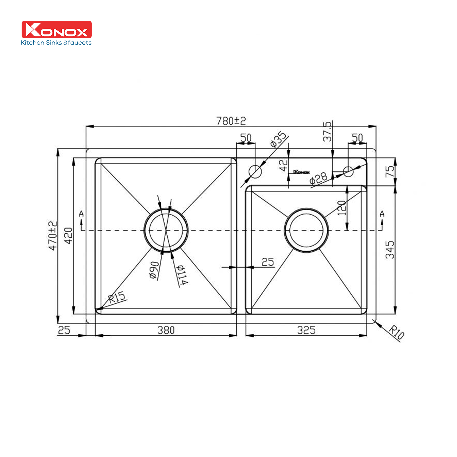 [Combo Siêu ưu đãi] Mua chậu rửa bát Overmount KN7847DO TẶNG vòi rửa bát nóng lạnh RIO