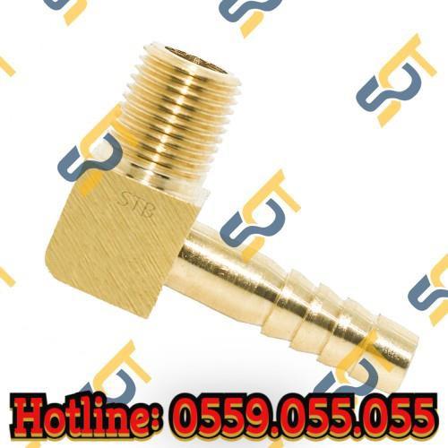 Co ren ngoài 1/4 (13) đuôi chuột nối ống mềm - Đồng thau (Brass airline fitting horse elbow connector, co RN 90 độ)