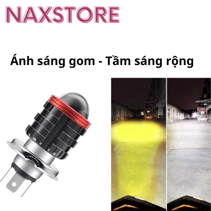 Đèn pha LED bi cầu cắt sáng mẫu mới có thêm mắt cú chân đèn H4 lắp đc nhiều dòng xe