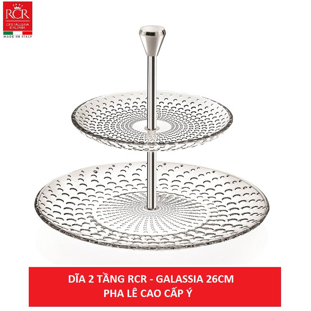 Dĩa 2 tầng pha lê Ý RCR Galassia  260mm