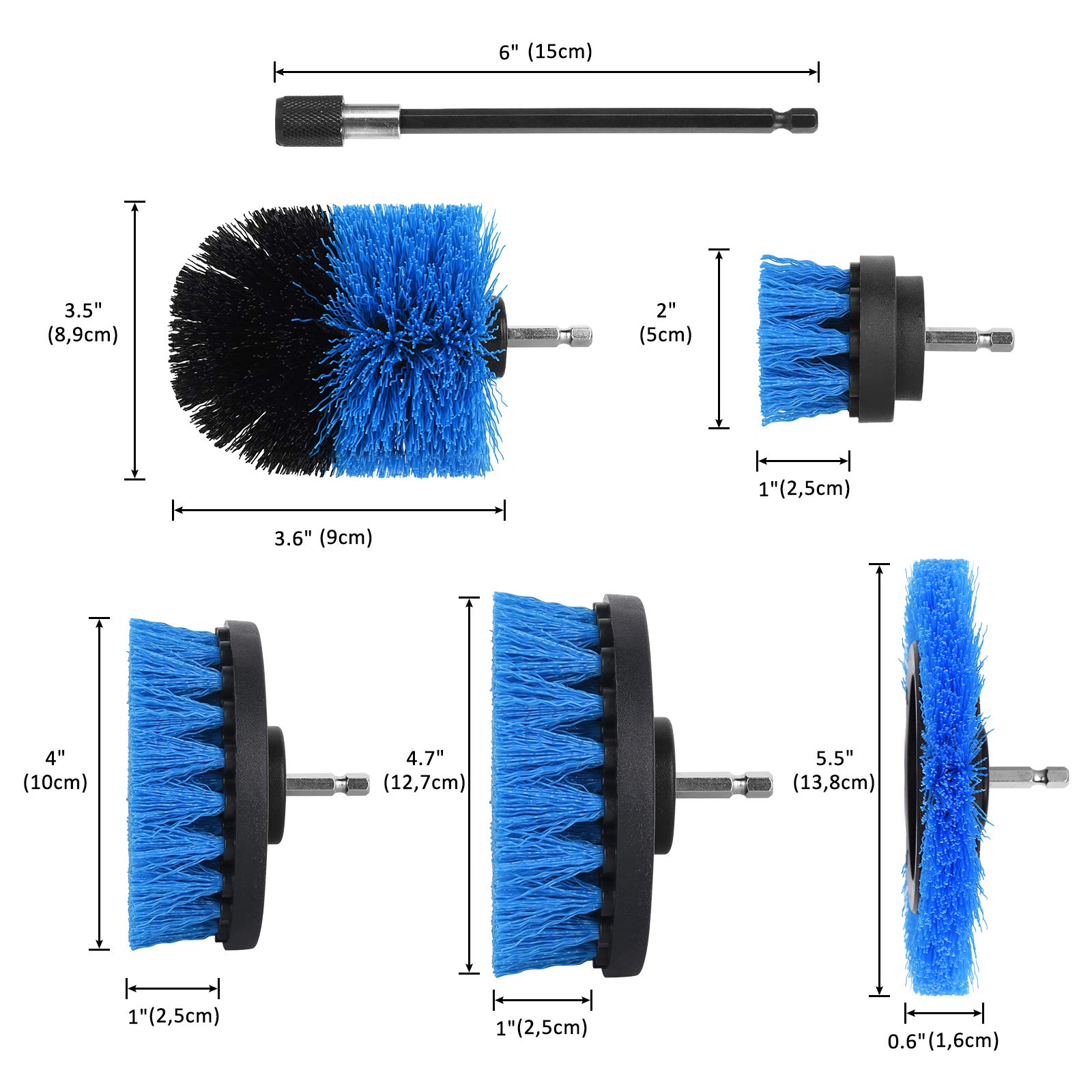 Bộ bàn chải vệ sinh gắn máy khoan 6 món Drill Cleaning Brush Attachment Set