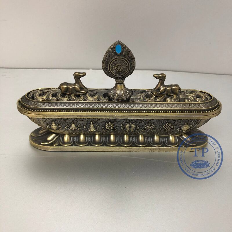 Lư đốt trầm hợp kim 8 cát tường màu đồng BH1077