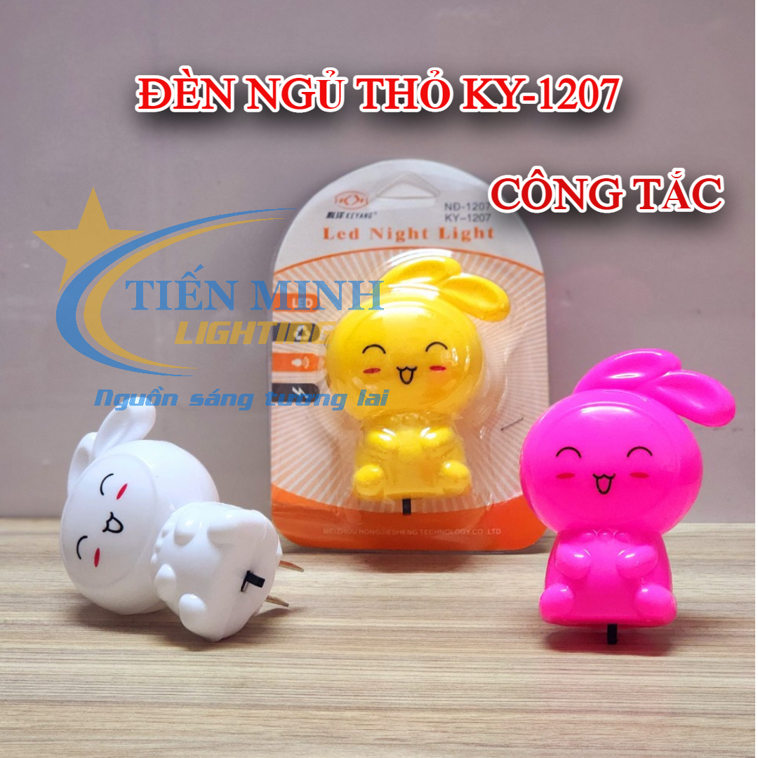 Đèn ngủ thỏ KY-1207 (Công tắc), ánh sáng dịu nhẹ, không gây chói mắt, dùng cho phòng ngủ, phòng khách, cầu thang,… đèn rất an toàn khi sử dụng.