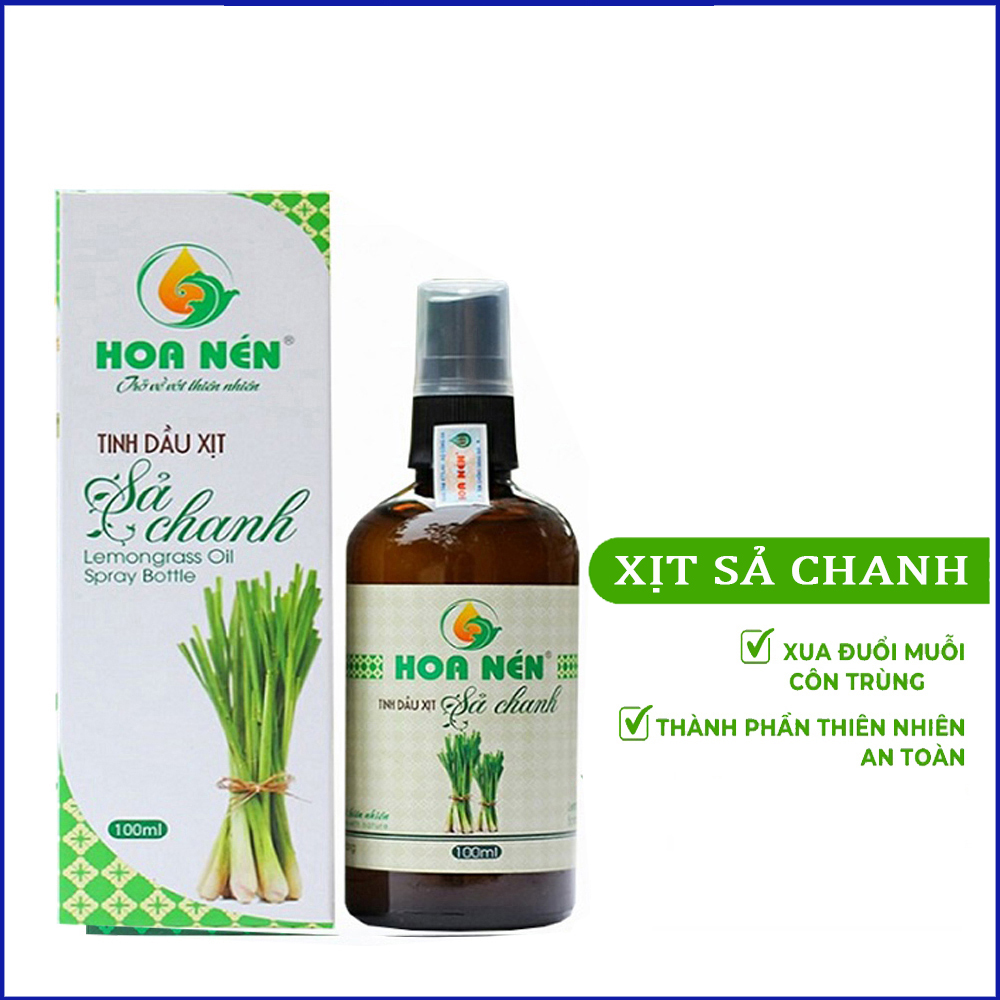 TINH DẦU XỊT SẢ CHANH HOA NÉN 100ML - XỊT ĐUỔI MUỖI AN TOÀN CHO BÉ