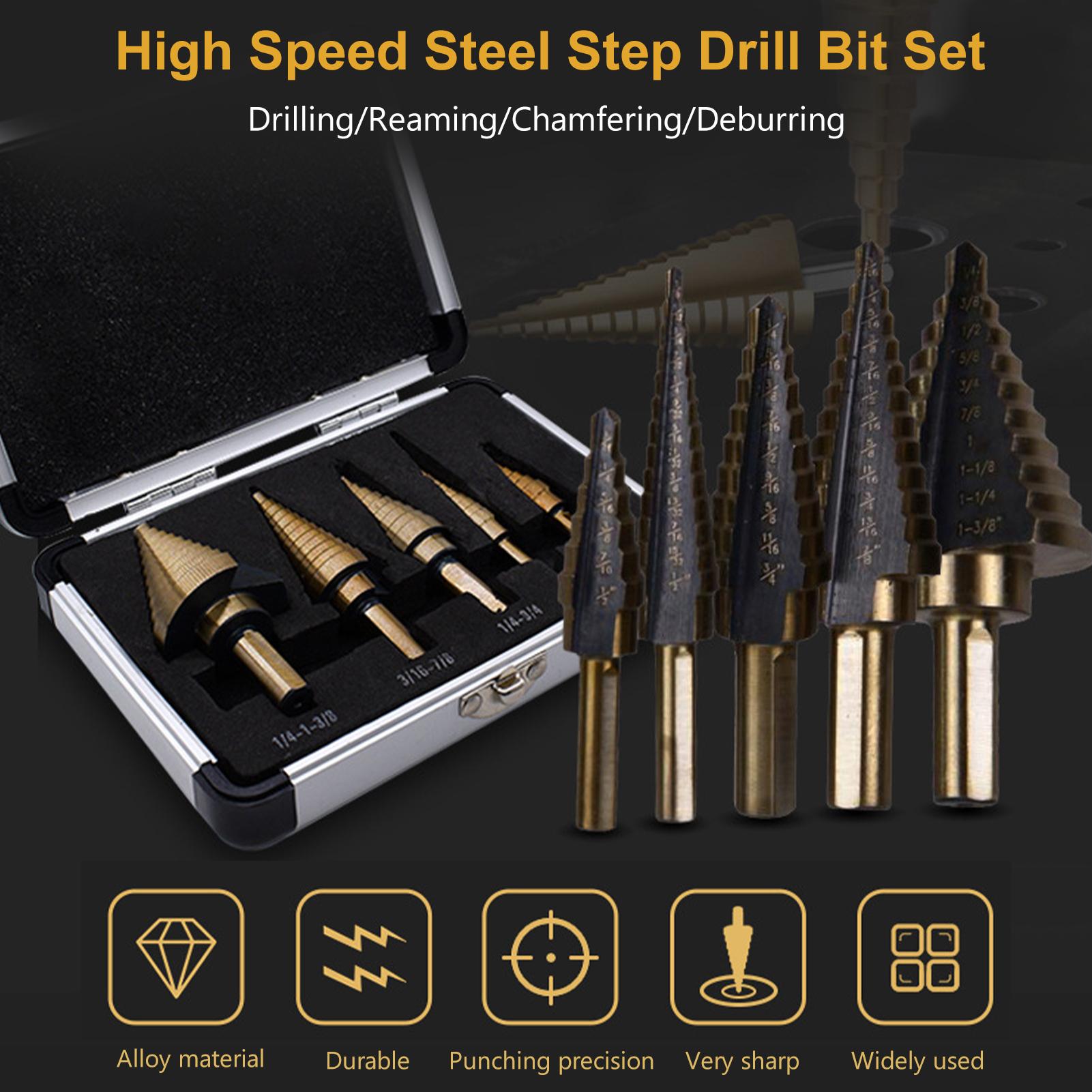 Bộ 5 mũi khoan thép với hộp nhôm