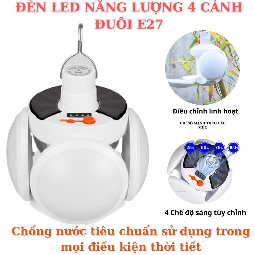 Đèn Led Năng Lượng Mặt Trời Tích Điện 40W, Đèn 4 Cánh Đuôi E27 Football UFO Lamp 4 Chế Độ Sáng