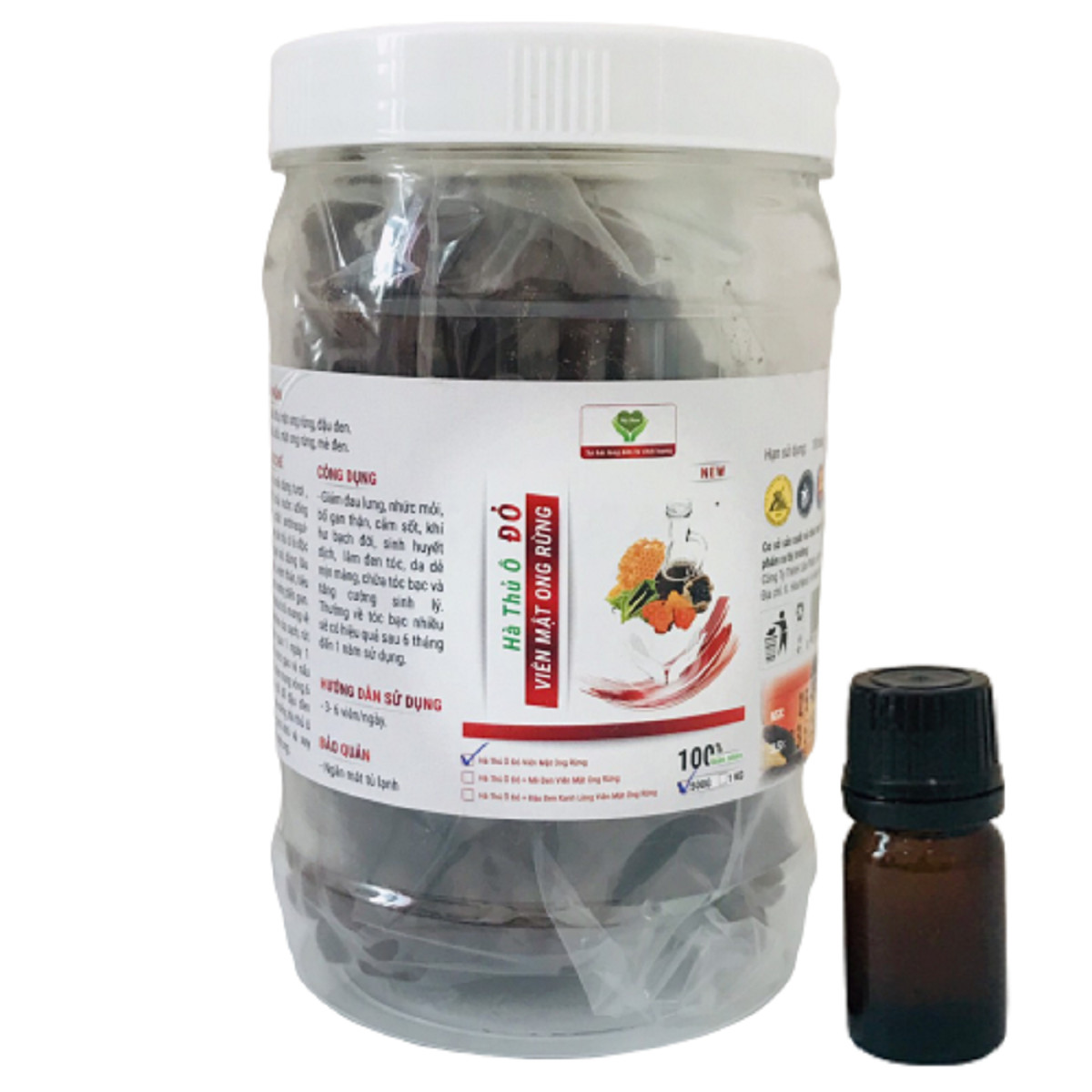 Hà thủ ô đỏ MẸ KEN hũ 500gr loại viên mật ong rừng - tặng 1 chai mẫu thử tinh dầu tràm gió nguyên chất MẸ KEN