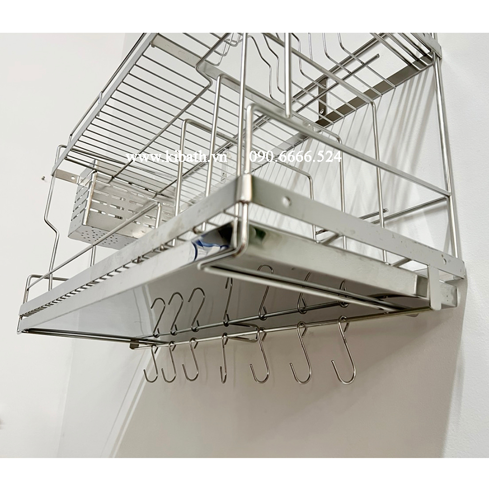 Kệ Chén 2 Tầng Có Khay Hứng Nước Inox 304 KB-825