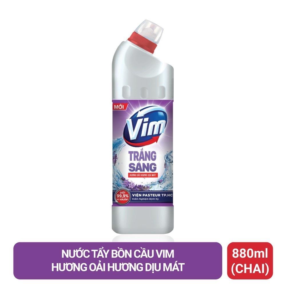 Nước tẩy bồn cầu VIM Trắng Sáng Than hoạt tính và hoa oải hương 880ml