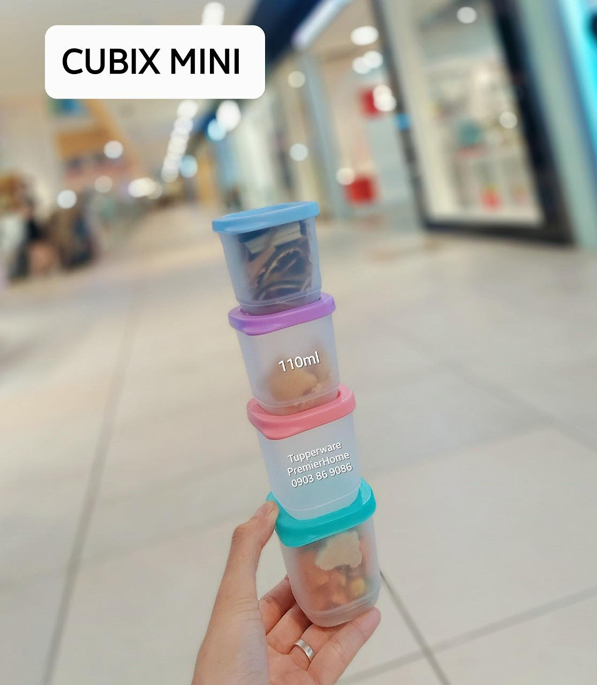 Bộ hộp Bảo quản thực phẩm Cubix Mini Square Tupperware - Hàng chính hãng