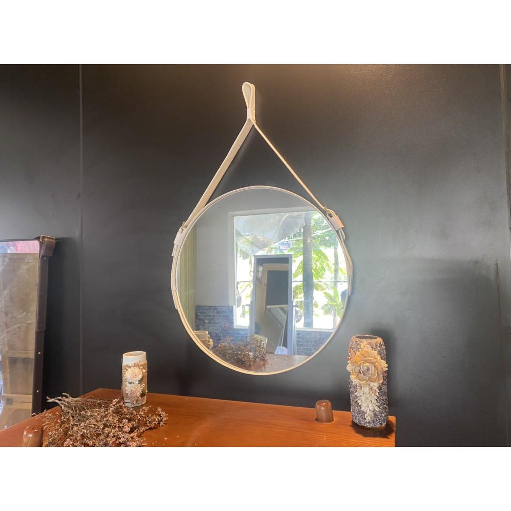 Gương tròn dây da size 50cm.