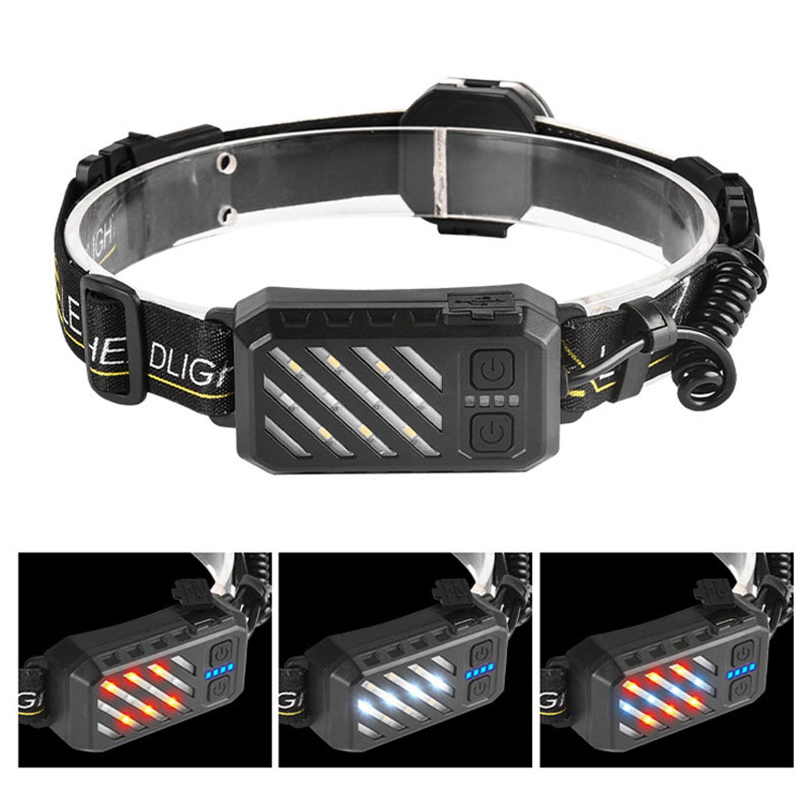 USB Headlamp Flashlight, LED Head Lamp Waterproof COB Headlight Head Lamp with 7 Light Modes for Outdoor Cycling Fishing Running Camping Climbing