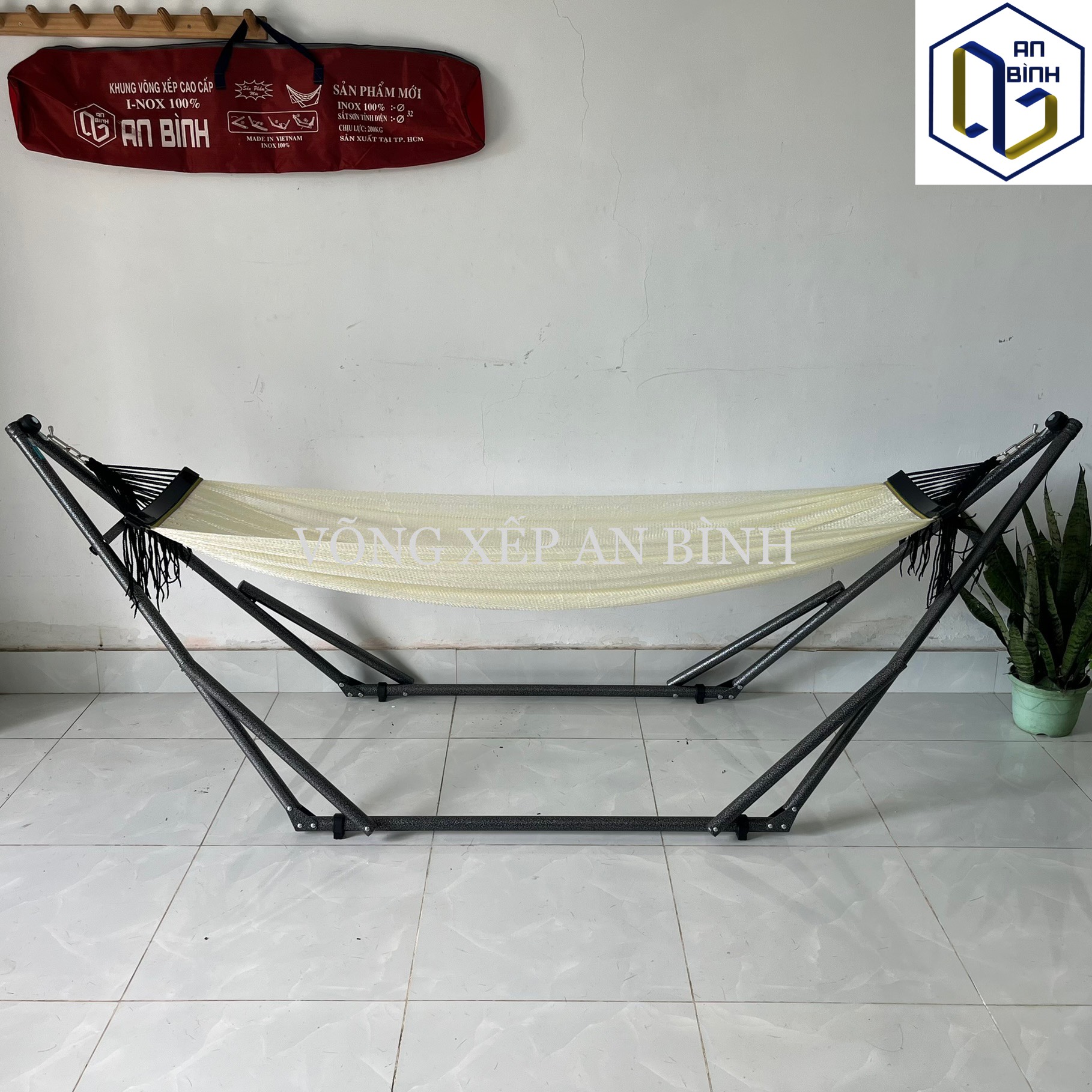 Bộ võng xếp An Bình hàng xuất khẩu Hàn Quốc SD2 sơn tĩnh điện fi32 khung tải trọng 180kg