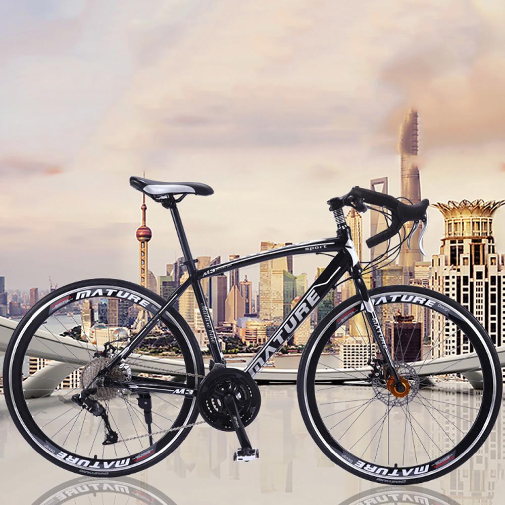 City Road Bike biến đổi tốc độ cạnh tranh xe đạp kép phanh đĩa nhẹ nam và nữ sinh viên thay thế đi bộ đi bộ đi bộ Color: White Blue Number of speeds: 27