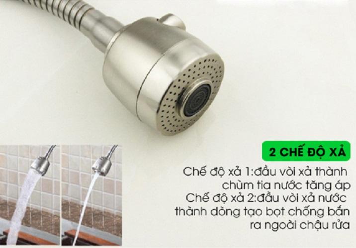 Vòi nước rửa chén bát Inox 304 Cắm Tường Cần mềm - Bát sen 1 Đường Nước (bảo hành 12 tháng)