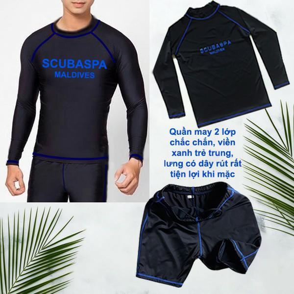Quần bơi nam may 2 lớp chắc chắn chất thun đẹp viền xanh trẻ trung lưng có dây rút rất tiện lợi khi mặc