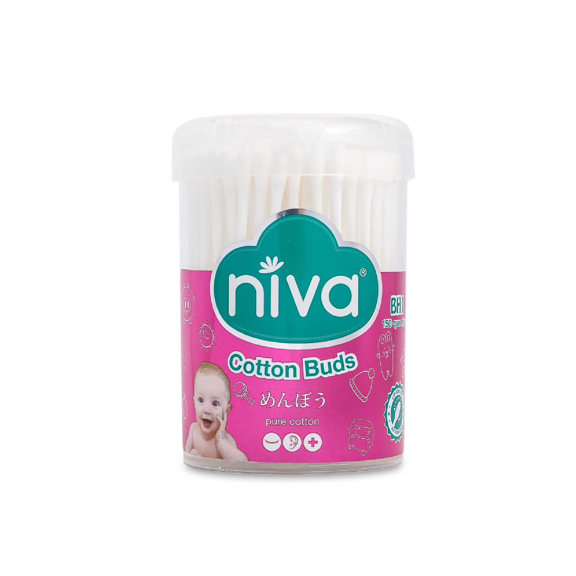 Combo 3 Tăm Bông NIVA Dành Cho Trẻ Em Hũ 150 Que Nhựa Bh1