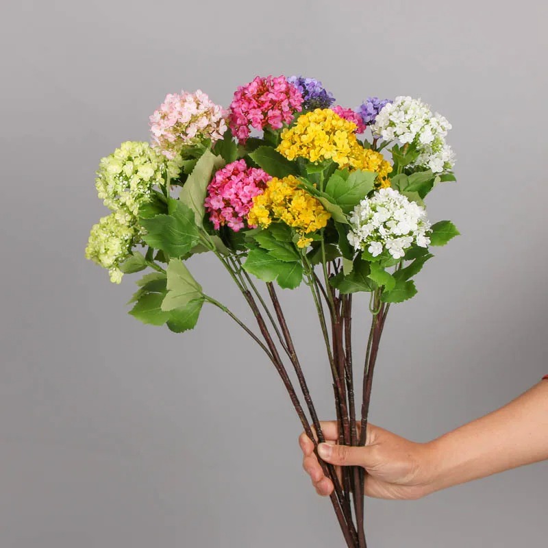 Hoa Cẩm tú cầu giả - Thân gỗ cành 3 bông hoa - Cây giả, hoa lụa Decor trang trí nhà cửa