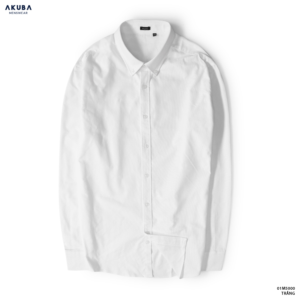 Áo sơ mi nam tay dài cổ button down AKUBA chất liệu 100% Cotton Oxford thoáng mát, kiểm soát nhiệt độ tốt 01M5000