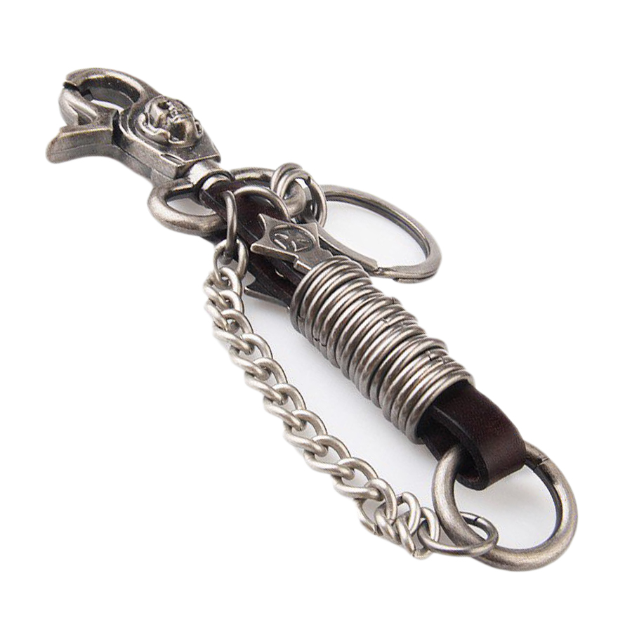 Móc Khóa Eo Retro Phong Cách Rock Từ Hợp Kim Móc Khóa Cổ Điển Phương Tây Cao Cấp Skull Keychain - Nâu