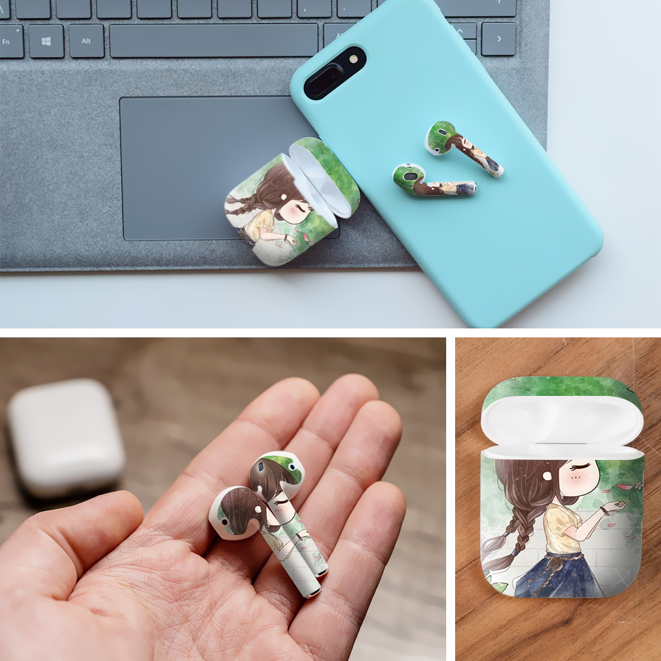 Miếng dán skin chống bẩn cho tai nghe AirPods in hình Chibi đẹp - Chib033 (bản không dây 1 và 2)