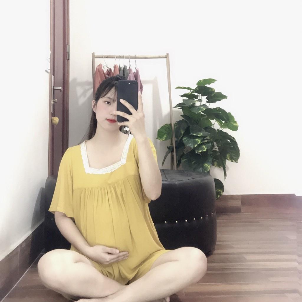 Đồ bộ bầu sau sinh mặc nhà mùa hè Anna thiết kế dáng lửng cộc tay V100