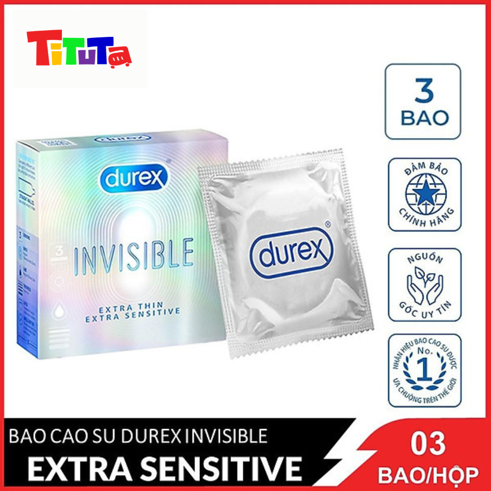 Bao cao su Durex Invisible extra sensitive (Trắng) Hộp 3 cái