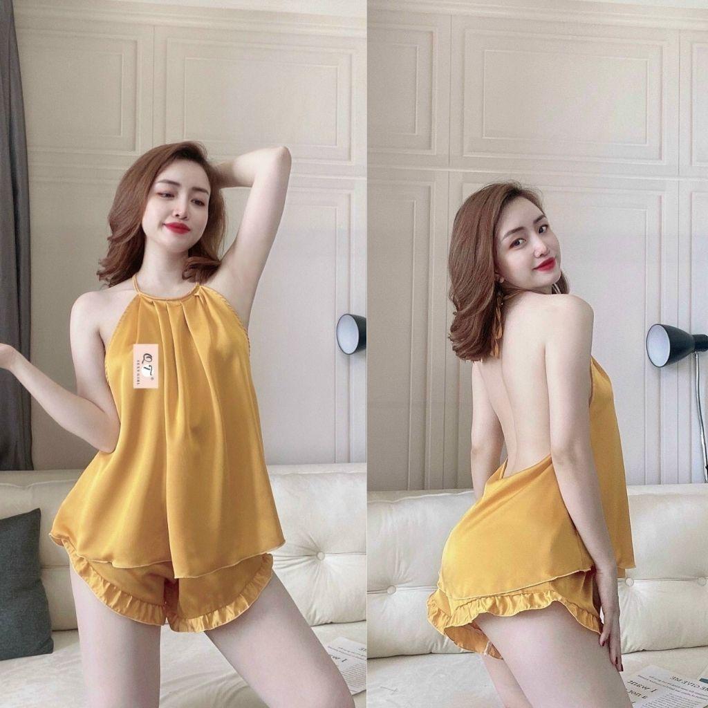 Đồ ngủ sexy lụa Satin mềm mại xinh xắn &lt; 63kg