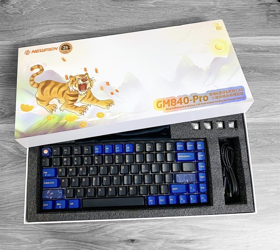 Bàn phím cơ không dây Newmen GM840 Pro (Trăng &amp;Mây) Kailhbox Red / White Axis - Hàng Chính Hãng